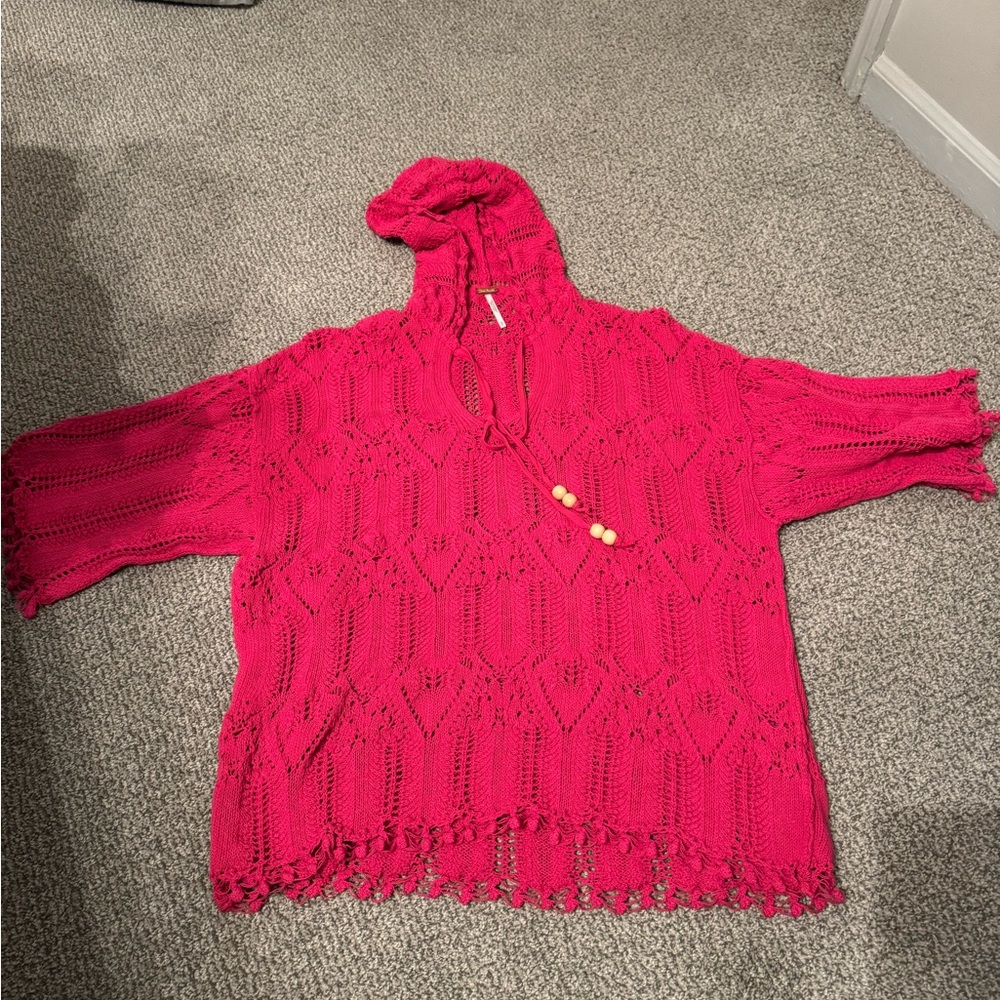 Free People Vibrant Pink Knit Coverup